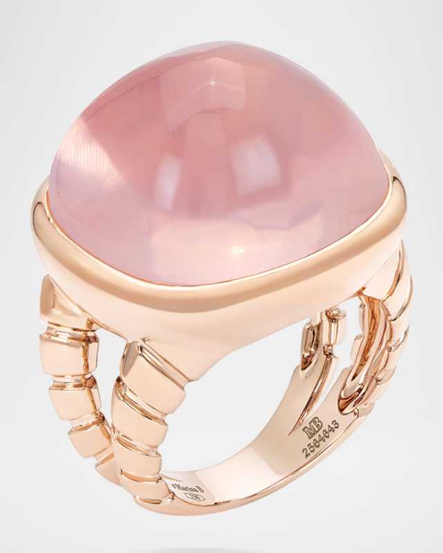 18K Yellow Gold Rose Tigella Quartz Ring, Size